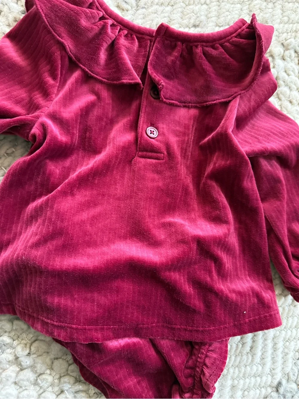 Carter's Girls burgundy velour Two-Piece Set dress and bloomers soft NWT 9 month